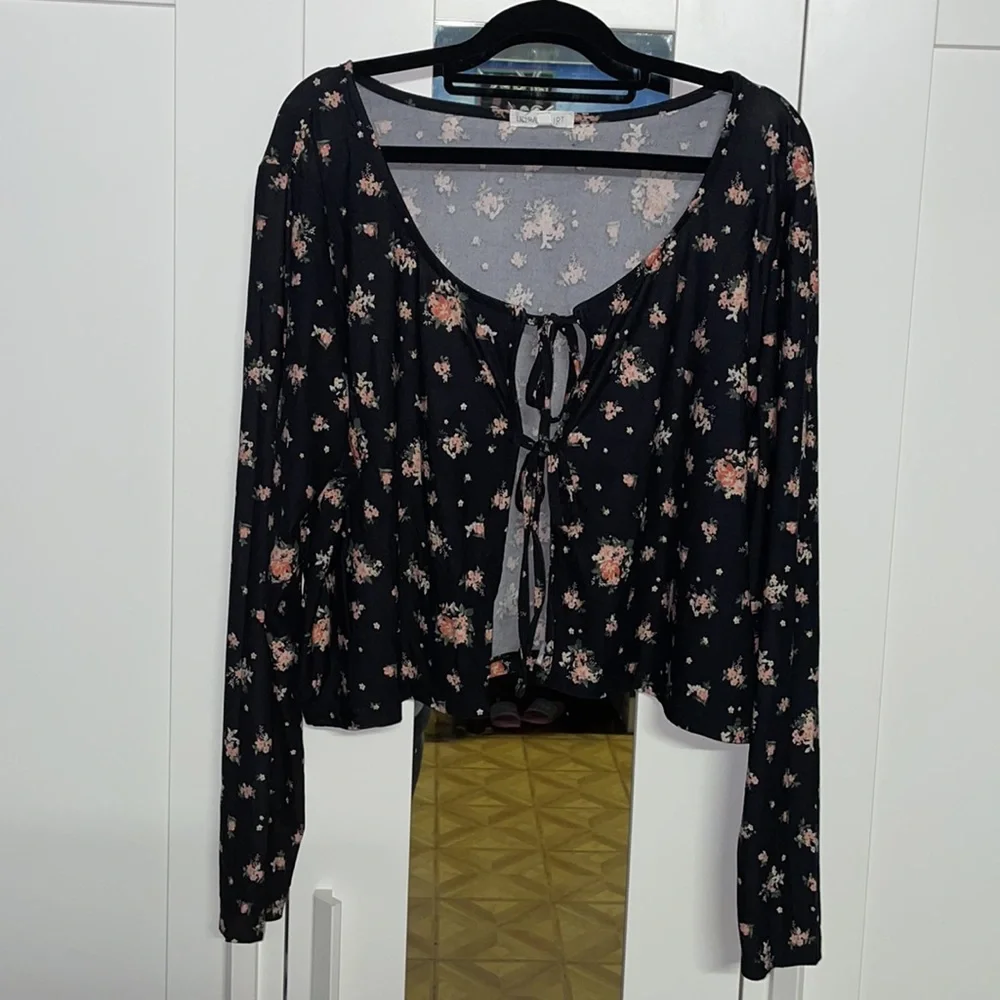 NWOT Ultra Flirt Midi Dress W/ Cardigan - Black Floral - Size 2X - Picture 5 of 7